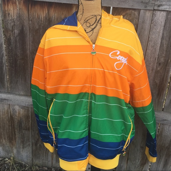 Authentic Coogi Mens Rainbow Zip Hoodie 